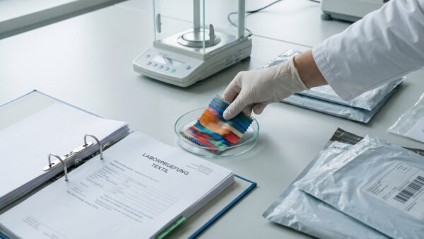 Textilprüfung im Labor als Symbol für Produktsicherheitskritik an SHEIN