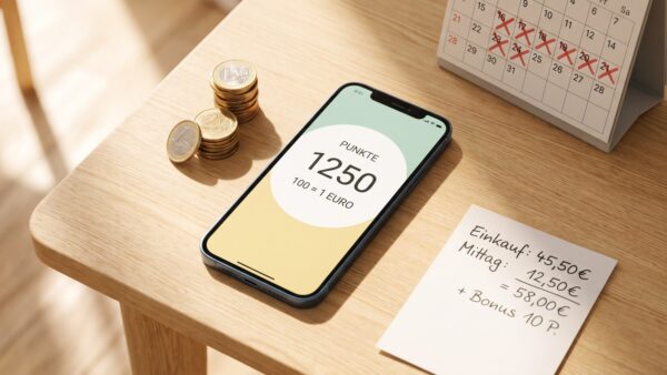 Smartphone mit SHEIN Punktestand neben Münzen als Symbol für das Bonuspunkte-System