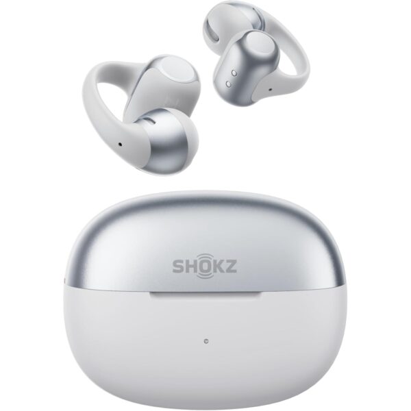 shokz opendots 2 open ear clip kopfhoerer SHOKZ OpenDots 2 Open-Ear Clip-On-Kopfhörer in Grau mit Ladecase