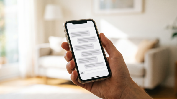 smishing vishing bild 1 Smartphone mit leerer Nachrichtenansicht in der Hand