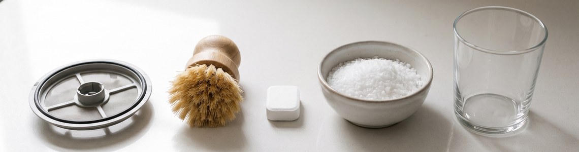 Spülmaschine reinigen Sieb Bürste Salz Übersicht