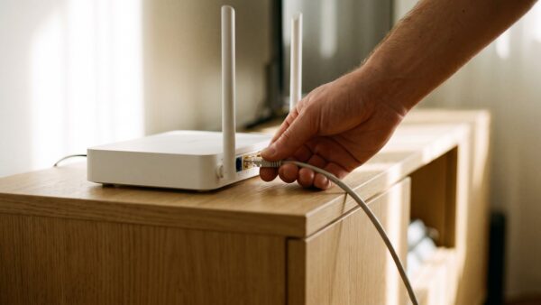 stoerung melden anbieter bild 1 Router neu starten: Netzwerkkabel wird abgezogen