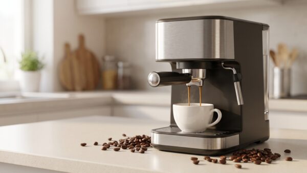 tchibo gutschein inline1 Tchibo Gutschein Ratgeber: Kaffeevollautomat brueht Espresso in eine weisse Tasse