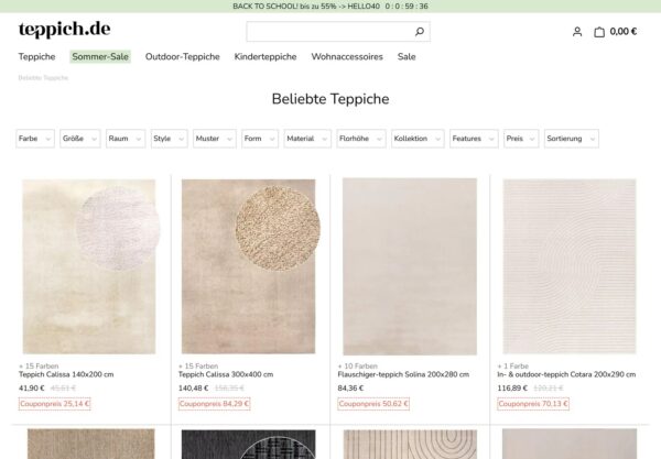 teppich de bestseller listing Teppich.de Bestseller-Teppiche mit Couponpreisen