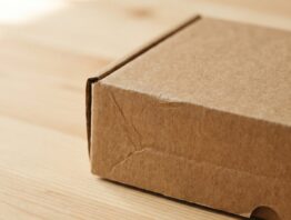 Nahaufnahme einer unbeschrifteten geschlossenen Pappschachtel