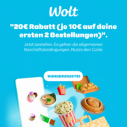 ⏰🍔 Wolt: 20€ Rabatt auf die ersten zwei Bestellungen für Neukunden 😍