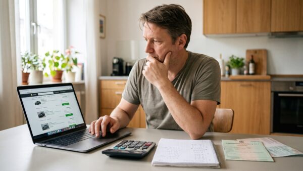 tuev kosten sparen Preisvergleich fuer die Hauptuntersuchung am Laptop mit Fahrzeugschein und Taschenrechner
