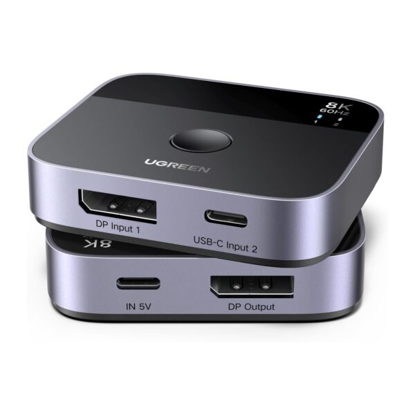 UGREEN 65878 DP+USB C Switch 2 In 1 Out DP1.4 Switcher 8K60Hz 4K240Hz