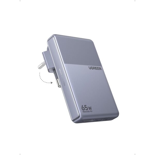 UGREEN USB C Ladegerät 65W Slim, 1,45cm Dünn, Klappbarer Stecker, 3-Port