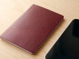 Geschlossener Reisepass ohne Aufdruck neben einem Smartphone