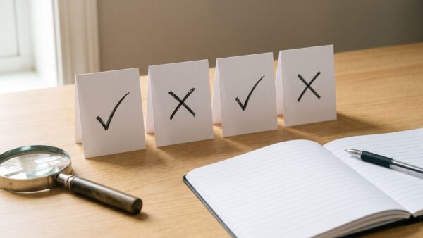 Vergleich seriöser Umfrage-Panels mit Prüfkriterien auf dem Schreibtisch