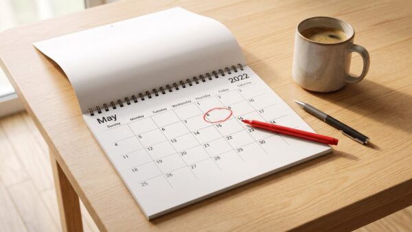 vatertag 2027 kalender Wandkalender mit markiertem Vatertag im Mai auf hellem Holztisch