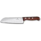 Victorinox Wood Santokumesser, Japanisches Kochmesser, 17 cm, Kullenschliff