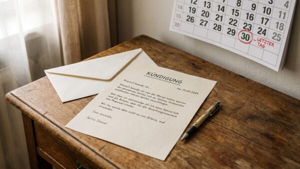 volders kuendigung Kuendigungsschreiben mit Kalender und Briefumschlag