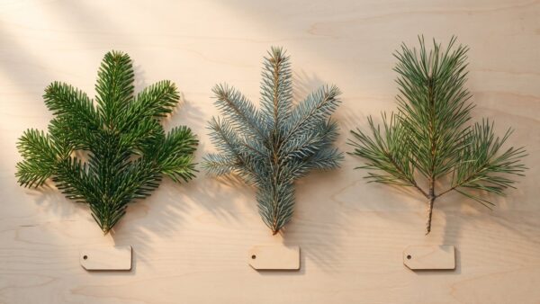 weihnachtsbaum sorten Nordmanntanne, Blaufichte und Kiefer im Zweig-Vergleich fĂŒr den Weihnachtsbaum-Kauf