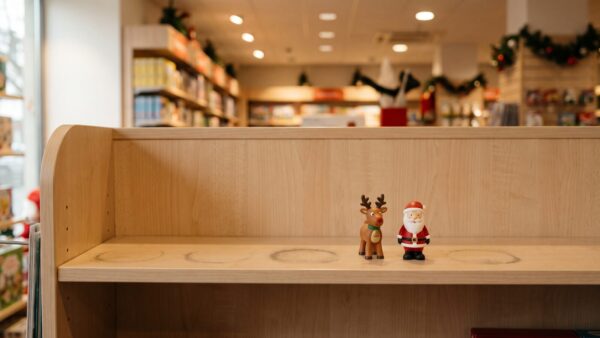 weihnachtstonies vergriffen regal Weihnachtstonies vergriffen - leergeräumtes Regal mit letzten Hörfiguren