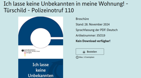 wohnung Ich lasse keine Unbekannten in meine Wohnung! - Türschild - Polizeinotruf 110