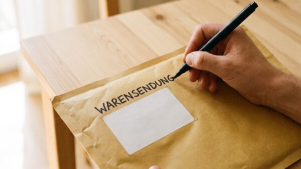 Warensendung richtig beschriften: Aufschrift über der Empfängeradresse