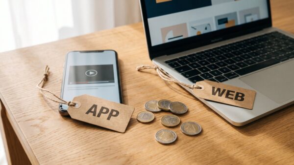 youtube premium app store aufschlag 2026 08 Preisvergleich YouTube Premium: Anhaenger APP am Smartphone gegen Anhaenger WEB am Laptop