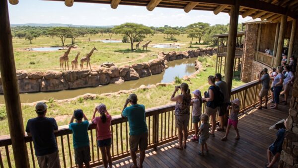 zoo gehege Besucher vor einem Tiergehege in einem Zoo