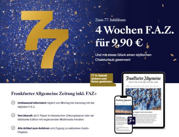 FAZ 77 Jahre Aktion Banner FAZ 77 Jahre Aktion Banner