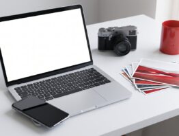 adobe login bild 1 Notebook, Smartphone und Kamera auf einem Schreibtisch als Symbol für den Adobe Login