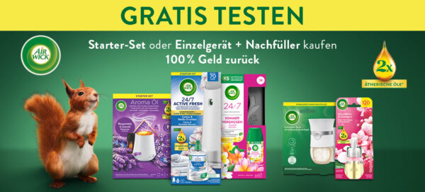 Air Wick Gratis Testen: Starter-Set oder Einzelgerät plus Nachfüller kaufen und 100 Prozent Geld zurück