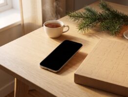 Adventskalender und Smartphone als Symbol für ein Online-Gewinnspiel
