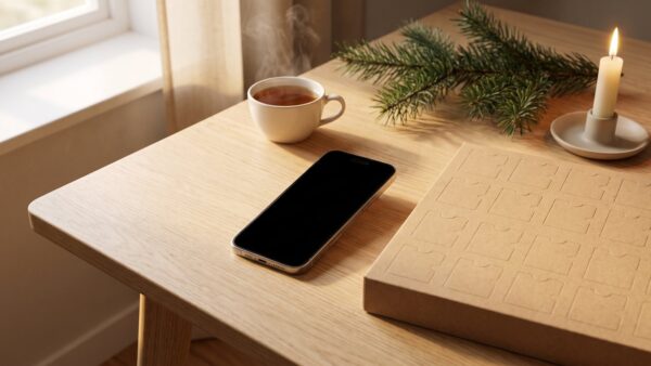 Adventskalender und Smartphone als Symbol fuer ein Online-Gewinnspiel