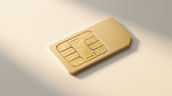 aldi talk prepaid bild 2 Nahaufnahme einer goldenen SIM-Karte ohne Aufdruck