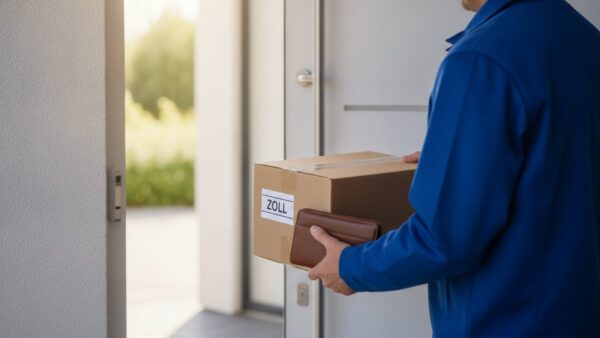 aliexpress zoll nachzahlung Nachzahlen beim AliExpress Zoll: Paketbote ĂĽbergibt ein Zollpaket an der HaustĂĽr