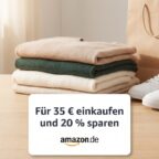 Amazon-Mode-Aktion: Für 35 € einkaufen und 20 % sparen – gefaltete Kleidung, Sneaker und Papiertüte