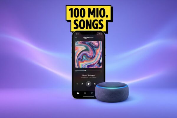 amazon music unlimited app Amazon Music Unlimited App auf dem Smartphone mit Echo-Lautsprecher – über 100 Millionen Songs