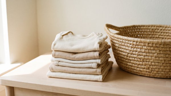 babyclubs willkommenspakete bild 3 600x338 1 Stapel unbedruckter Babykleidung neben einem leeren Korb