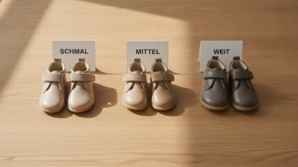 babyschuhe groesse wms weiten Drei Paar Kinderschuhe in den WMS-Weiten schmal, mittel und weit nebeneinander