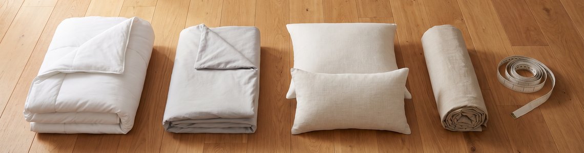 Bettdecken und Bettwaesche in verschiedenen Größen im Überblick