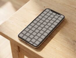 Überfüllter App-Bildschirm mit vielen grauen Platzhalterkacheln