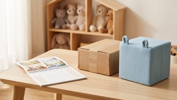 bluey tonies bild 1 Kinder-Hörbox neben Versandpaket und Kalender als Symbol fĂŒr die Bluey-Tonie-Vorbestellung