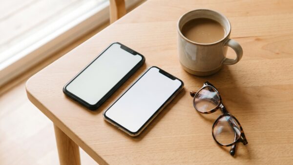 Zwei Smartphones nebeneinander beim Vergleich der Warneinstellungen
