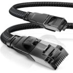 CSL 15m CAT8.1 Netzwerkkabel flach 40 Gbit/s mit Baumwollmantel schwarz