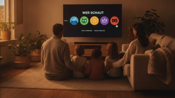 disney plus login bild 4 Profilauswahl auf dem Fernseher mit mehreren Profilen, eines davon mit PIN gesperrt