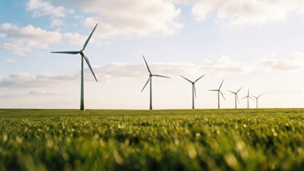 dynamische stromtarife bild 1 Windräder auf einer Wiese als Sinnbild für schwankende Stromerzeugung