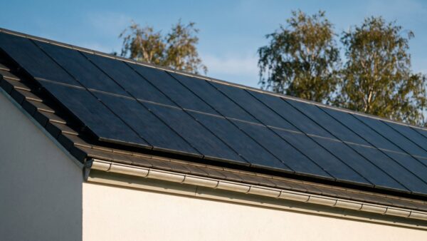 einspeiseverguetung bild 1 Satteldach eines Einfamilienhauses vollständig mit dunklen Solarmodulen belegt