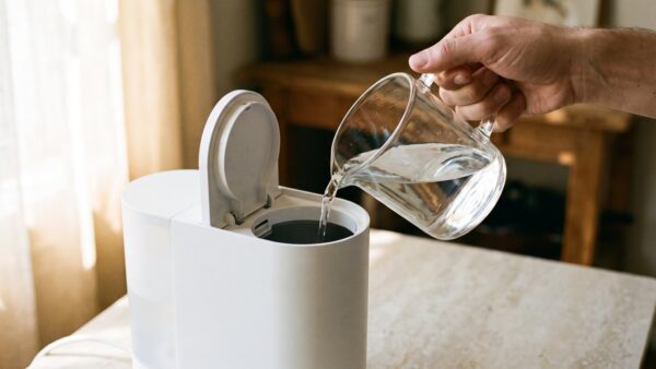 Wasser von Hand in die Eiswürfelmaschine einfüllen