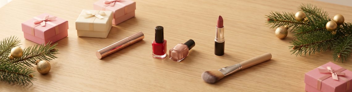 essence Adventskalender 2026 Beauty-Produkte und Geschenkboxen auf einem Holztisch