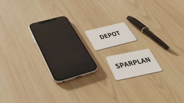 etf vergleich broker Handelskosten beim ETF Vergleich mit Depot und Sparplan auf dem Schreibtisch