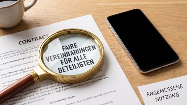 fair use policy bild 1 Lupe über dem Kleingedruckten eines Mobilfunkvertrags mit dem Hinweis angemessene Nutzung