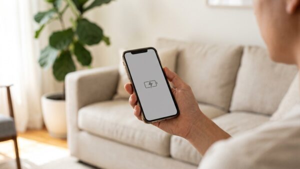 fair use policy bild 2 Gedrosselte Verbindung: Smartphone mit Ladesymbol im Wohnzimmer