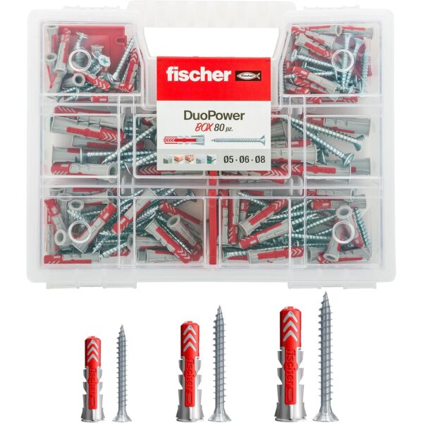 fischer duopower kit universalduebel 160 teilig fischer 544546 DuoPower Kit Universaldübel mit Schraube, 160-teilig