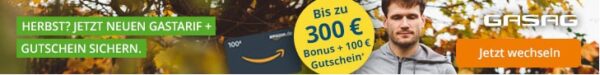 gasag gastarif neukundenbonus banner GASAG Gastarif: bis zu 300 € Neukundenbonus + 100 € Amazon-Gutschein